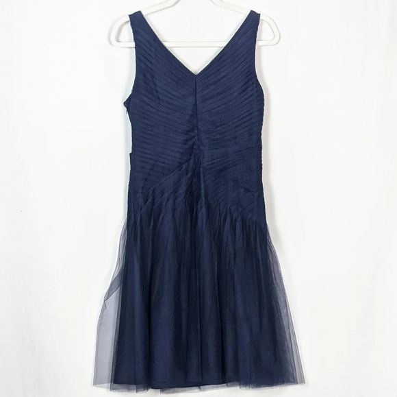 $250 LAUREN RALPH LAUREN Evening  Shirred Tulle Fit & Flare Sleeveless Dress 10 - Picture 9 of 12